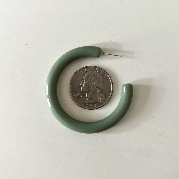 Green Acrylic Hoop Earrings Jade Color Hoops - Picture 3 of 3